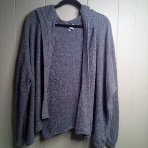 Sonoma Open Front Cardigan Sweater XL Hood Long Sleeve Gray